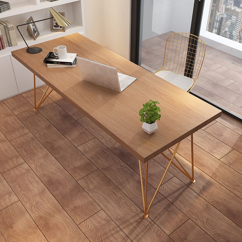 Glam Style Wooden Office Desk Rectangular Desk with Gold Frame Clearhalo 'furn' 'furn_office_desk' 'Furniture' 'Office Desks' 'Office Furniture' 'office_desk' 1200x1200_e5c5b995-9b91-478d-92a9-8045cde1ed8b