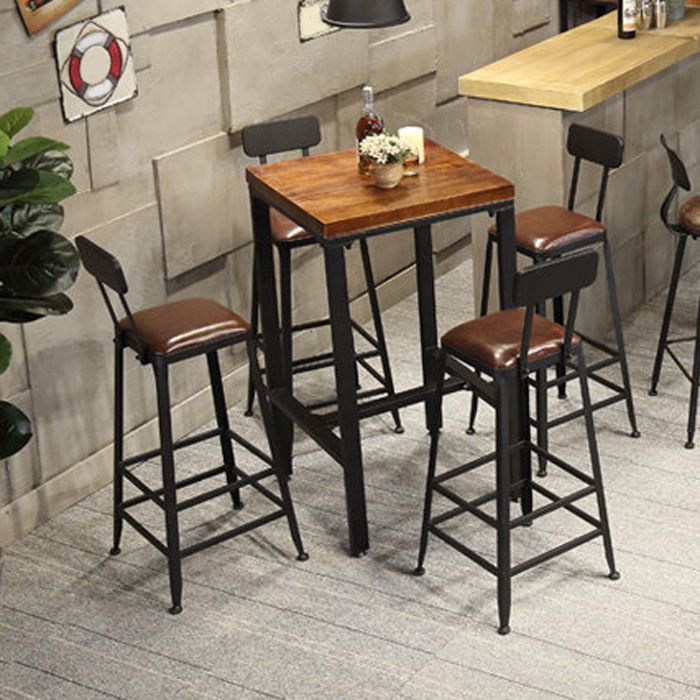 Industrial Bar Set 1/2/3/5 Pcs Metal Bar Stools and Solid Wood Top Bar Table Clearhalo 'Bar Furniture' 'furn' 'furn_home_bar_bar_sets' 'Furniture' 'Home Bars & Bar Sets' 'home_bar_bar_sets' 'Kitchen & Dining Furniture' 1200x1200_e5c5c8fa-13de-43dd-9545-83db12406b4e