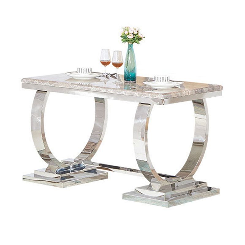 Mesa de comedor Glam Dining de imitación de mármol, mesa rectangular con base de metal para uso doméstico