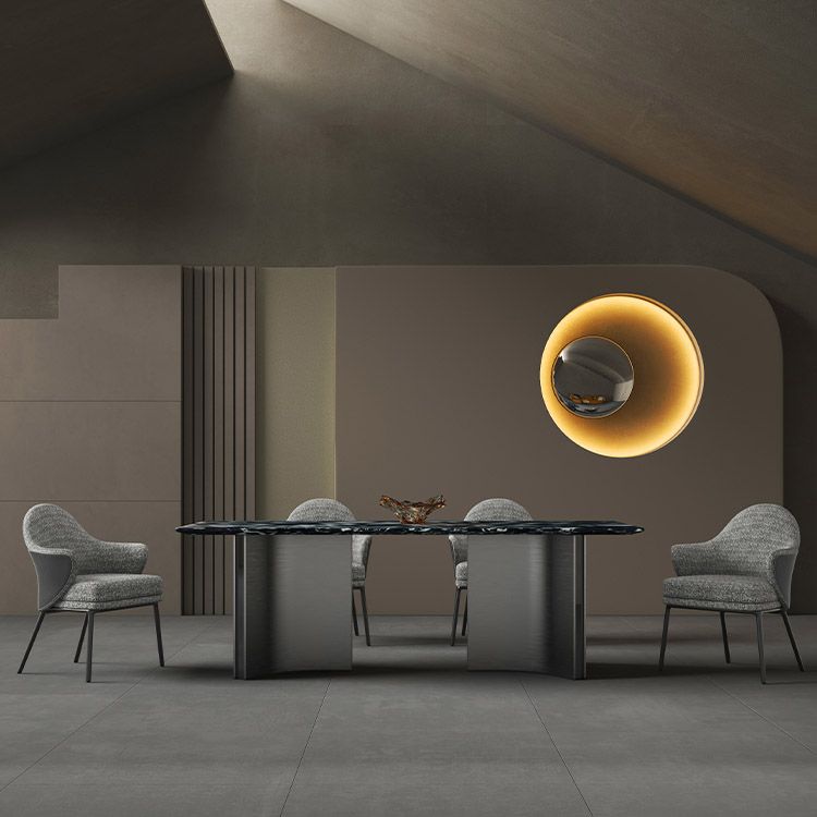 Modern Stone Rectangle Dining Table Stainless Steel Base for Dining Room Clearhalo 'Dining Tables & Seating' 'Dining Tables' 'dining_table' 'furn' 'furn_dining_table' 'Furniture' 'Kitchen & Dining Furniture' 1200x1200_e5c78ff1-365d-4efc-9877-f2fcb0c70e6e