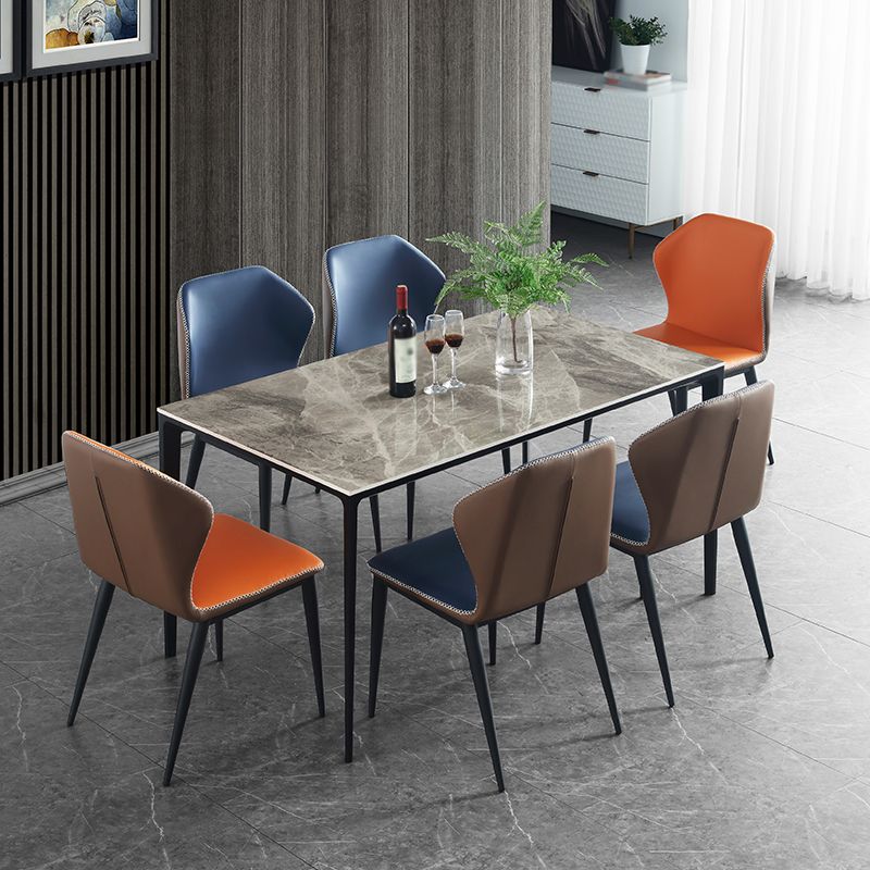 Muebles de piedra rectangulares de mesa de comedor de estilo contemporáneo con 4 pies