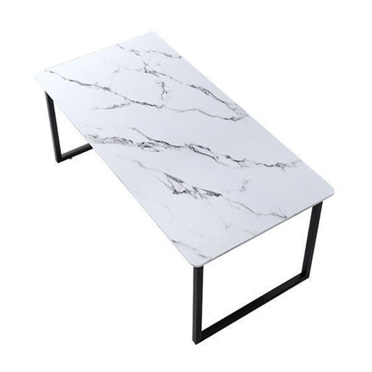 Zeitgenössischer rechteckiger Büro -Schreibtisch Antiquen -Finish -Computertisch mit Metallbeinen