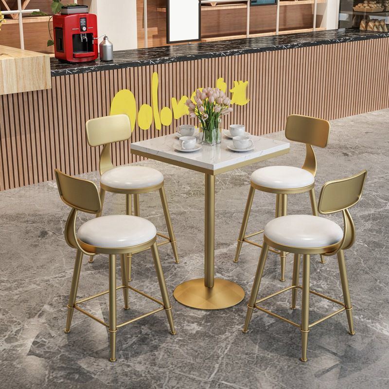 Glam Bar Table in Metal Pedestal Faux Marble Top Bar Dining Table for Small Places Clearhalo 'Bar Furniture' 'Bar Tables' 'bar_tables' 'furn' 'furn_bar_tables' 'Furniture' 'Kitchen & Dining Furniture' 1200x1200_e5d1c697-b379-4c0a-9bab-6bb3f1d6f013