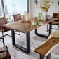 Contemporary Brown Rectangle Shape Dining Table Solid Wood Dining Table with Trestle Base Clearhalo ' dining_table' 'Dining Tables & Seating' 'Dining Tables' 'furn' 'furn_dining_table' 'Furniture' 'furniture_dining_table' 'Kitchen & Dining Furniture' 'kitchen&dining_furn' 'kitchen' 'kitchen_dining_table' 1200x1200_e5d257c0-2b78-4440-a6a0-6816474d3485