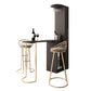 Glam Wood Telescopic Bar Table with Wine Cabinet for Living Room