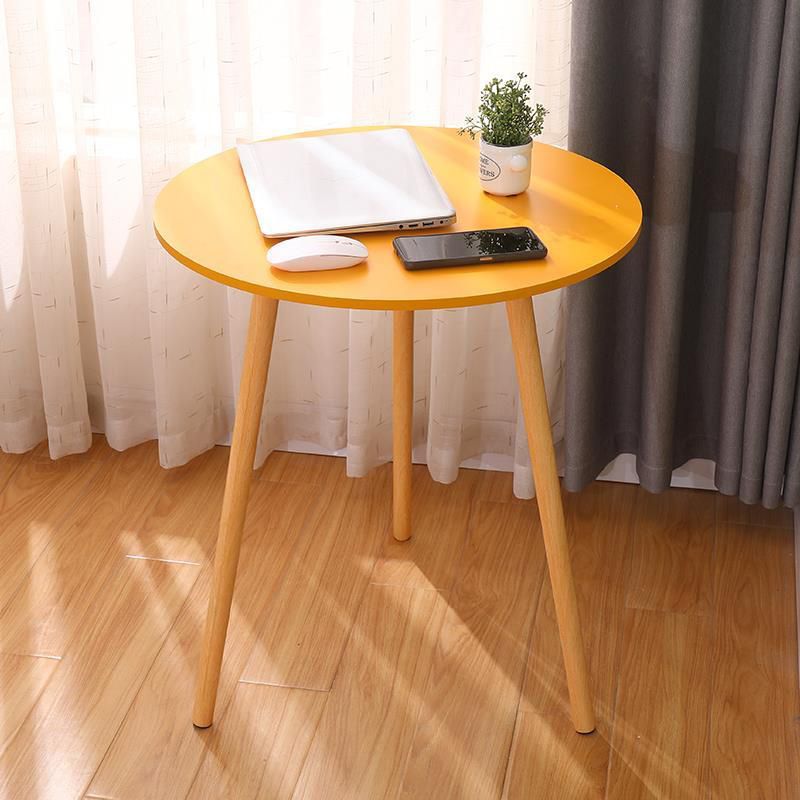 Farmhouse Round Wood Table Top Side Table with Three Wooden Legs