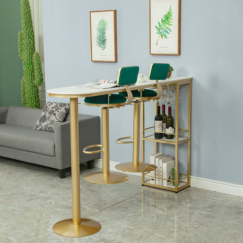 2/3 Pieces Oval Glam Bar Stool and Table Set for Dining Room