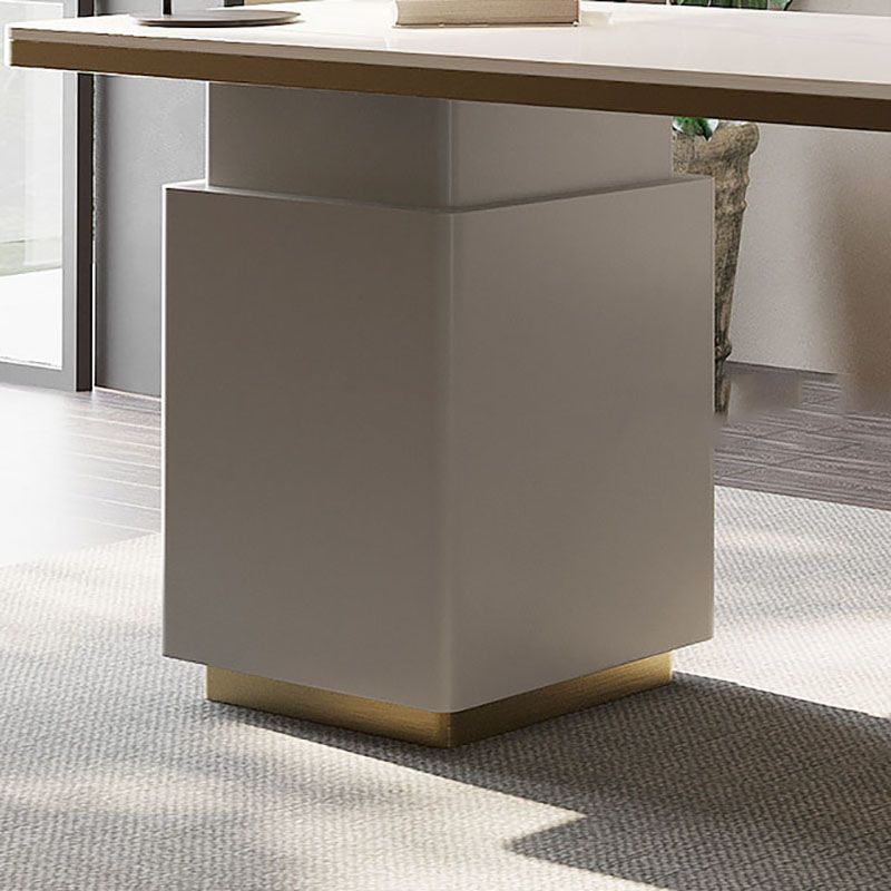 Curved Executive Desk Glam Office Desk with 3 Storage Drawers