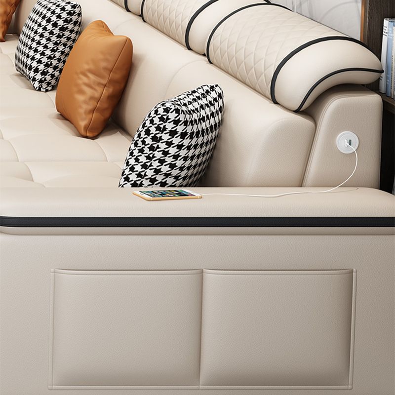 Faux Leather/Fabric Slipcovered Sectionals with Reversible Chaise and Storage Clearhalo 'Furniture' 'furniture_sectionals' 'kitchen' 'kitchen_sectionals' 'Living Room Furniture' 'Sectionals' 1200x1200_e5d8dfb5-3a00-469e-9edc-2e65d4ababf4