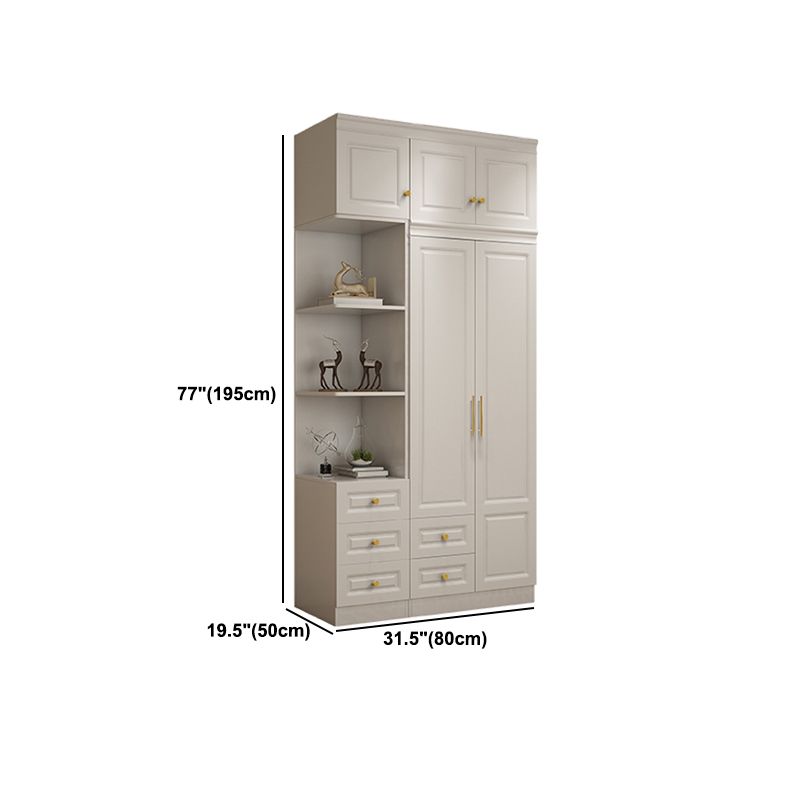 Hinged White Wardrobe Armoire Engineered Wood Wardrobe Closet Clearhalo 'Armoires & Wardrobes' 'armoires_wardrobes' 'Bedroom Furniture' 'furn' 'furn_armoires_wardrobes' 'Furniture' 1200x1200_e5d92590-b692-4ebf-b4a6-6b4a6bd55c9c