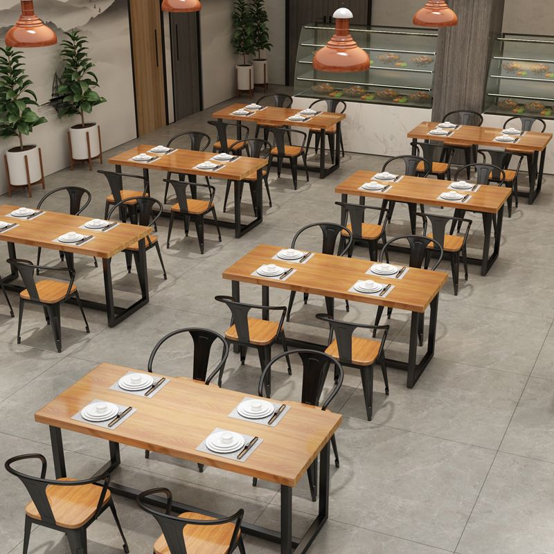Black Metal Trestle Counter Table Industrial Rectangle Solid Wood Top Table Clearhalo 'Dining Tables & Seating' 'Dining Tables' 'dining_table' 'furn' 'furn_dining_table' 'Furniture' 'Kitchen & Dining Furniture' 1200x1200_e5da0a55-5a09-49ce-b6f9-7a5915f3b971