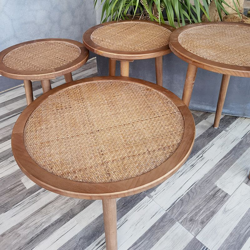 French Rustic Round Rattan Top Side Table 3 Legs Wooden End Table Clearhalo 'Coffee & Accent Tables' 'End & Side Tables' 'end_side_tables' 'furn' 'furn_end_side_tables' 'Furniture' 'Living Room Furniture' 1200x1200_e5de77dd-a311-4b5b-9777-573b4f4181de