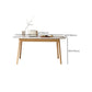 Table rectangulaire de style moderne en pierre frittée avec pieds en bois pour la maison
