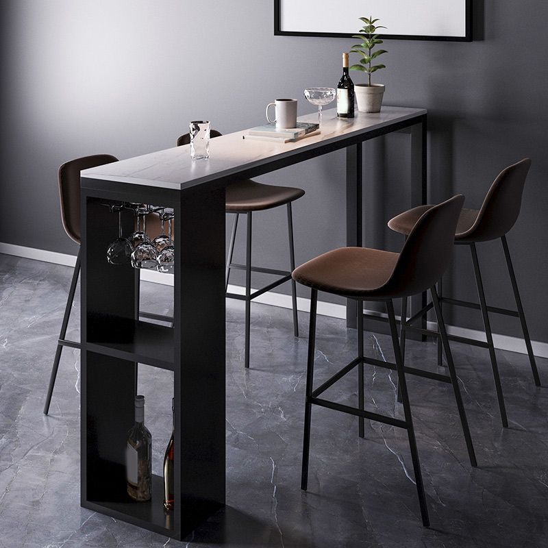 Moderner Bistro-Bartisch, rechteckiger Stehtisch aus Kunstmarmor mit Weinglashaltern