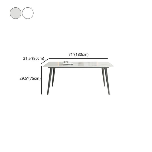 White Rectangle Stone Top Dining Site Table Industrial 4-foot Steel Table