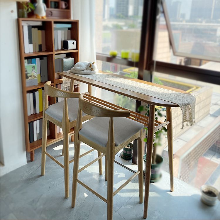 Juego de pub con altura de mostrador natural, mesa de bar de madera maciza de 1/2/3 piezas y taburetes tapizados