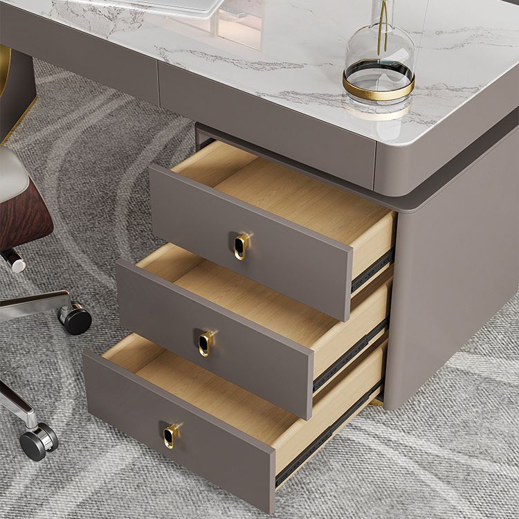 Rectangular Shaped Office Desk Reversible Grey Writing Desks for Office