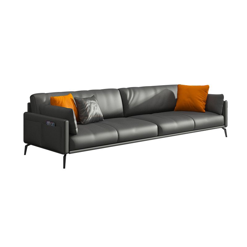 Black Industrial Sofa with Bolster Pillows 31.5"High Square Arm Sofa Clearhalo 'furn' 'furn_sofas' 'Furniture' 'furniture_sofas' 'kitchen' 'kitchen_sofas' 'Living Room Furniture' 'Sofa' 'sofas' 1200x1200_e5e50808-9312-4584-8317-a7fbd2b9a27d