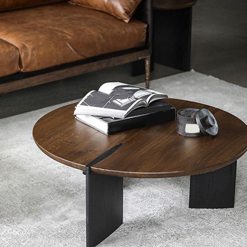 Round Brown Wooden Coffee Table Nordic 1 Single Cocktail Table