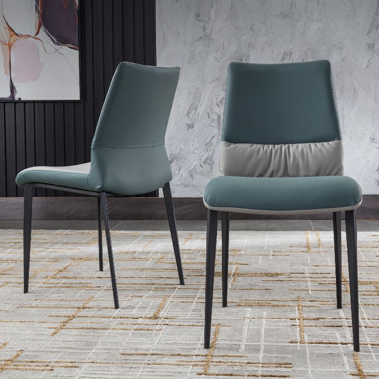 Industrial Metal Dining Room Chairs Armless Faux Leather Chair for Home Use (Set of 2) Clearhalo ' kitchen&dining_furn' 'Dining Chairs' 'Dining Tables & Seating' 'dining_chair' 'furn' 'furn_dining_chair' 'Furniture' 'furniture_dining_chair' 'Kitchen & Dining Furniture' 'kitchen' 1200x1200_e5e73479-9209-4181-91e2-a222fb7c1fd2