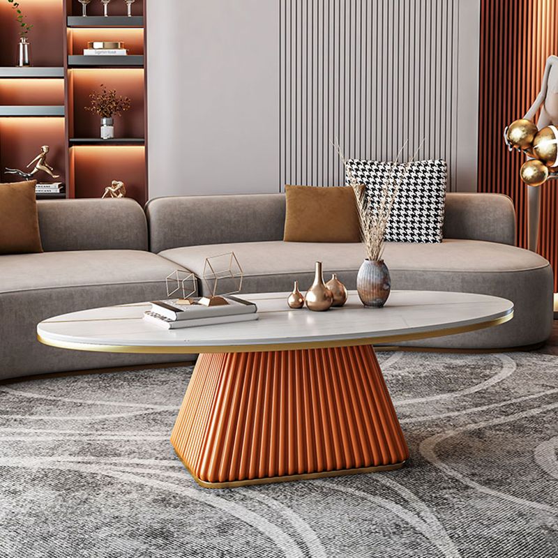 Glam Metal and Slate Cocktail Table Pedestal Coffee Table for Living Room Clearhalo 'Coffee & Accent Tables' 'Coffee Tables' 'coffee_tables' 'furn' 'furn_coffee_tables' 'Furniture' 'Living Room Furniture' 1200x1200_e5e9380c-60bd-4f9e-995c-f2c42ea66ba0