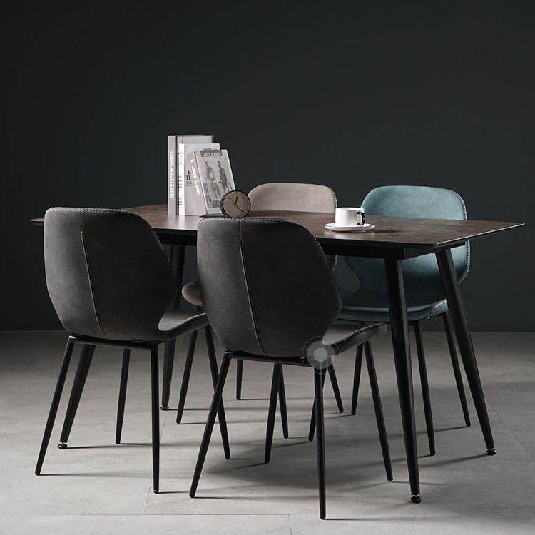 Industrial Style Dining Table Brown 4 Legs Dining Table with Black Frame Clearhalo ' dining_table' 'Dining Tables & Seating' 'Dining Tables' 'furn' 'furn_dining_table' 'Furniture' 'furniture_dining_table' 'Kitchen & Dining Furniture' 'kitchen&dining_furn' 'kitchen' 'kitchen_dining_table' 1200x1200_e5e93e0c-e12f-4bd5-abe5-f205516c8235