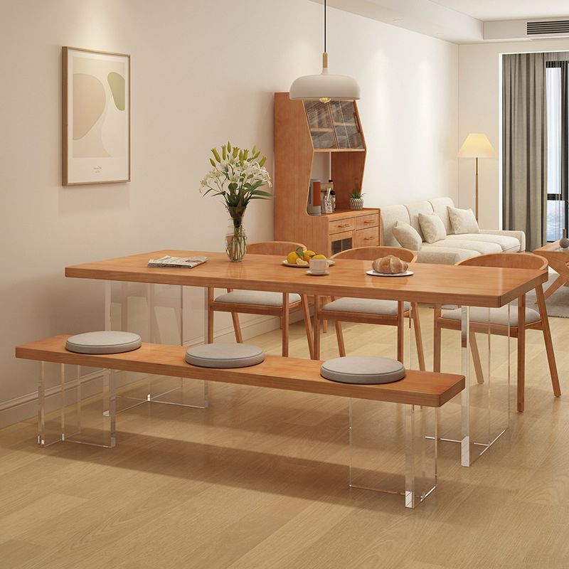 Rectangle Acrylic Base Dining Table Medieval Modern Style Wood Table for Kitchen Clearhalo 'Dining Tables & Seating' 'Dining Tables' 'dining_table' 'furn' 'furn_dining_table' 'Furniture' 'Kitchen & Dining Furniture' 1200x1200_e5ea920a-12ce-4f18-bf54-16ad210bad83