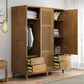 Modern Pine Solid Wood Wardrobe Freestanding Multifunctional Wardrobe Armoire Clearhalo 'Armoires & Wardrobes' 'armoires_wardrobes' 'Bedroom Furniture' 'furn' 'furn_armoires_wardrobes' 'Furniture' 1200x1200_e5ed17f1-8eea-4274-9139-f63780c31478