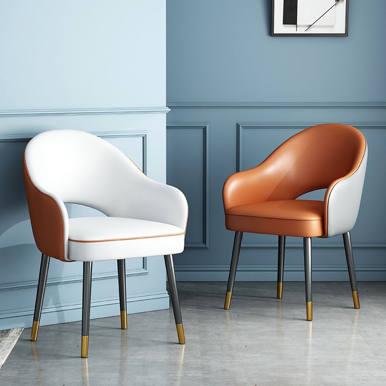 Glam Metal Dining Arm Chair Open Back Single Dining Side Chair for Restaurant Clearhalo ' kitchen&dining_furn' 'Dining Chairs' 'Dining Tables & Seating' 'dining_chair' 'furn' 'furn_dining_chair' 'Furniture' 'furniture_dining_chair' 'Kitchen & Dining Furniture' 'kitchen' 1200x1200_e5ee97c5-823d-45da-829d-01c9039607ec