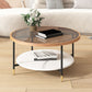 Round Coffee Table Glass Nesting Coffee Table Set with Shelf