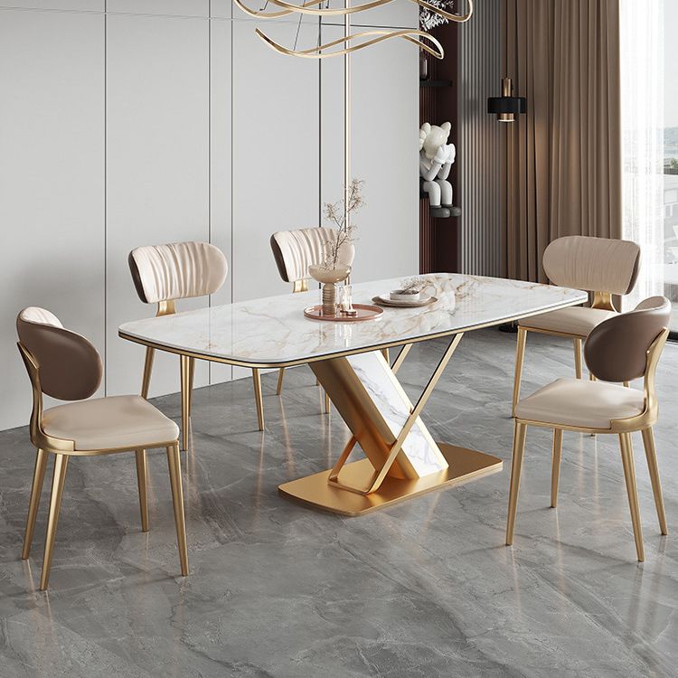 Luxury Sintered Stone Top Dining Set Rectangle 1/2/5/6/7 Pieces Kitchen Table with Chairs Clearhalo 'Dining Room Sets' 'Dining Tables & Seating' 'dining_room_set' 'furn' 'furn_dining_room_set' 'Furniture' 'furniture_dining_room_set' 'Kitchen & Dining Furniture' 1200x1200_e5ef665b-b462-4e26-98ee-902401258227