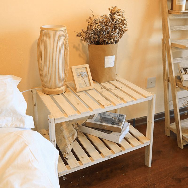 Modern natuurlijk nachtkastje 14 "hoog bedkast met plank