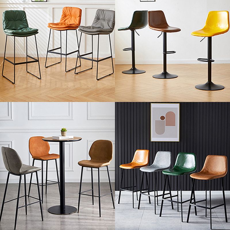 Modern Faux Leather Counter Stool Low Back Bar Stool with Footrest Clearhalo 'Bar Furniture' 'Bar Stools' 'bar_stools' 'furn' 'furn_bar_stools' 'Furniture' 'Kitchen & Dining Furniture' 1200x1200_e5f15377-e6f0-4c59-bbcd-29d0b69cff3b