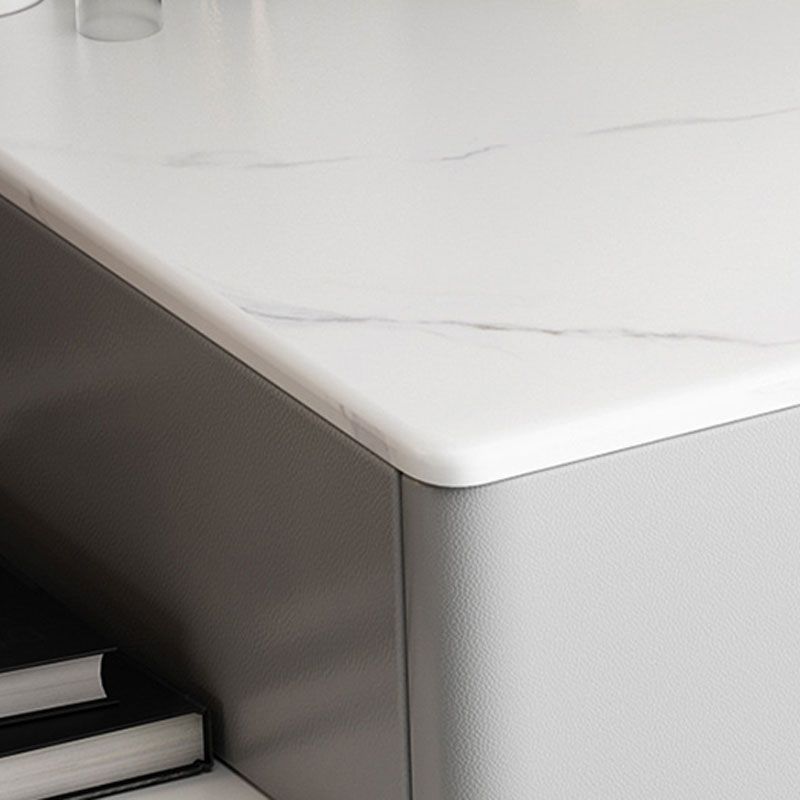 Mesa de tocador de cuero genuina de tocador glamoroso con 4 cajones de almacenamiento