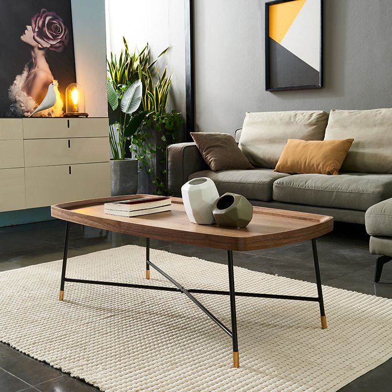 Nordic Round/Rectangle/Triangle Coffee Table Wood Cross Legs Cocktail Table Clearhalo 'Coffee & Accent Tables' 'Coffee Tables' 'coffee_tables' 'furn' 'furn_coffee_tables' 'Furniture' 'furniture_coffee_tables' 'Living Room Furniture' 1200x1200_e5f1ec3a-d936-4130-aa49-c7a65deb83af