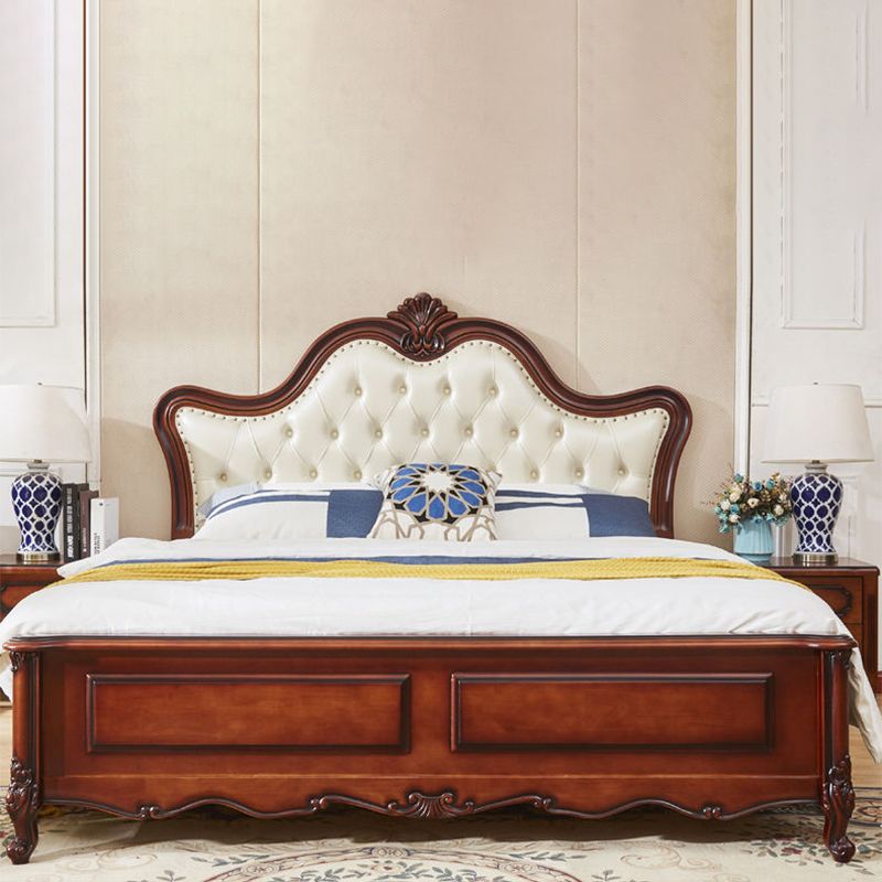 84.65 inch Wide Victorian Bed Rubberwood Bed Frame with Upholstered Headboard Clearhalo 'Bedroom Furniture' 'Beds' 'furn' 'furn_beds' 'Furniture' 1200x1200_e5f22634-58ce-499a-9d3a-40a17be3b0e9
