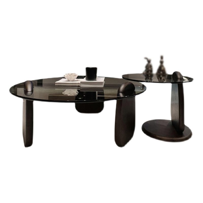Glass Top Coffee or End Table Black 2 Legs Coffee Cocktail Table