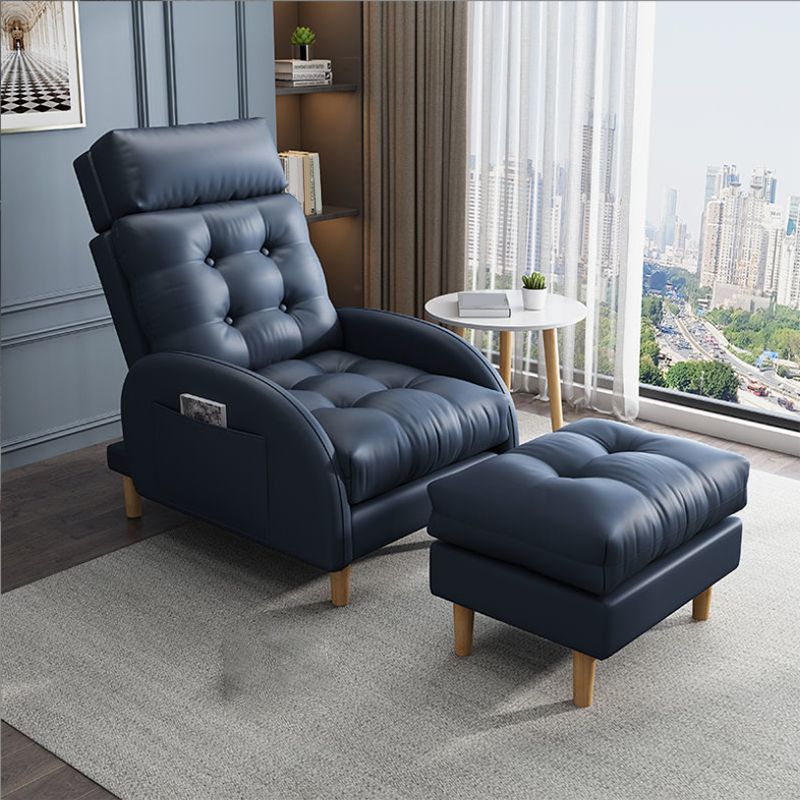 Contemporary Bonded Leather Tufted Cushions with Ottoman Lounge Accent Chair Clearhalo 'Accent Chairs' 'accent_chairs' 'Chairs & Seating' 'furn' 'furn_accent_chairs' 'Furniture' 'Living Room Furniture' 1200x1200_e5f30e83-75a4-41d5-aff4-a204ff0e11ec