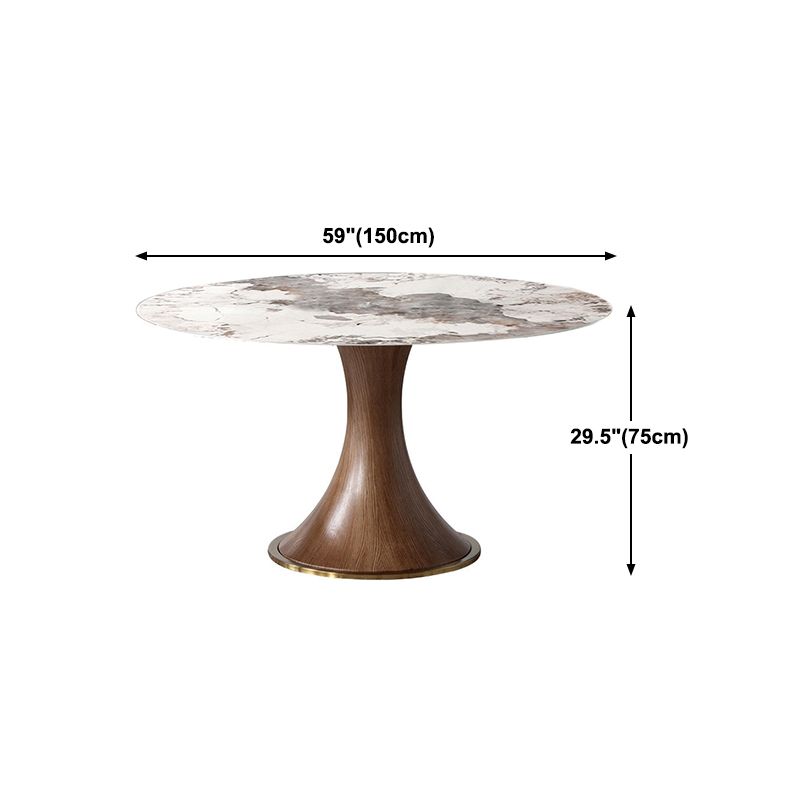 Mesa de comedor de piedra sinterizada redonda muebles blancos modernos con base de pedestal