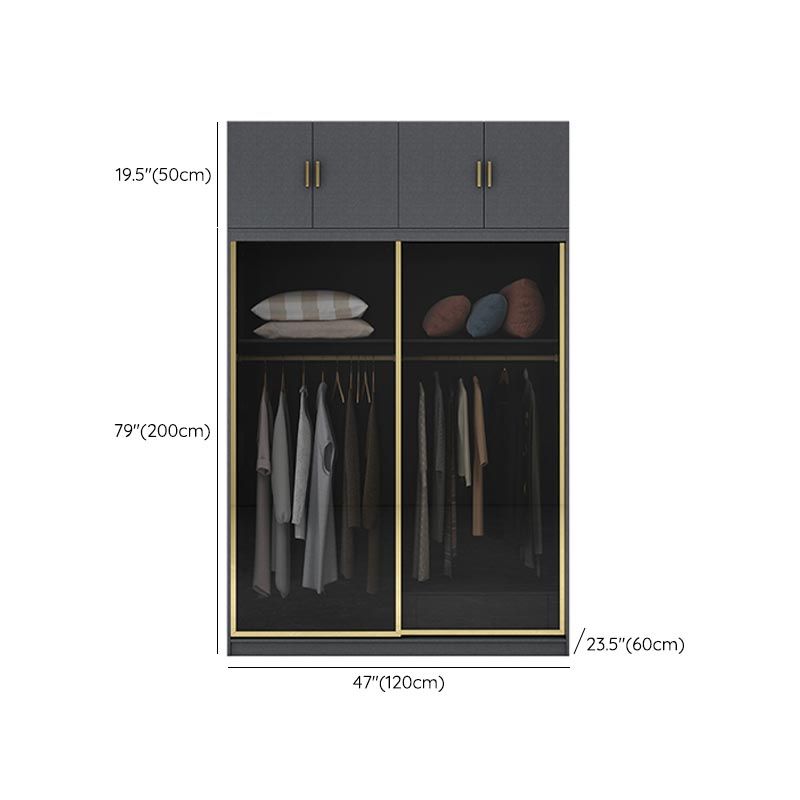 Armoire de porte coulissante moderne pour armoire noire de chambre à coucher avec portes en verre