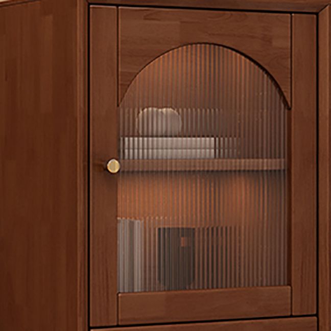 Rubberwood Accent Cabinet Modern Glass Paned Cabinet with Drawers Clearhalo 'Cabinets & Chests' 'cabinets_chests' 'furn' 'furn_cabinets_chests' 'Furniture' 'Living Room Furniture' 1200x1200_e5f69d91-9def-4884-a925-5a153666a0fb