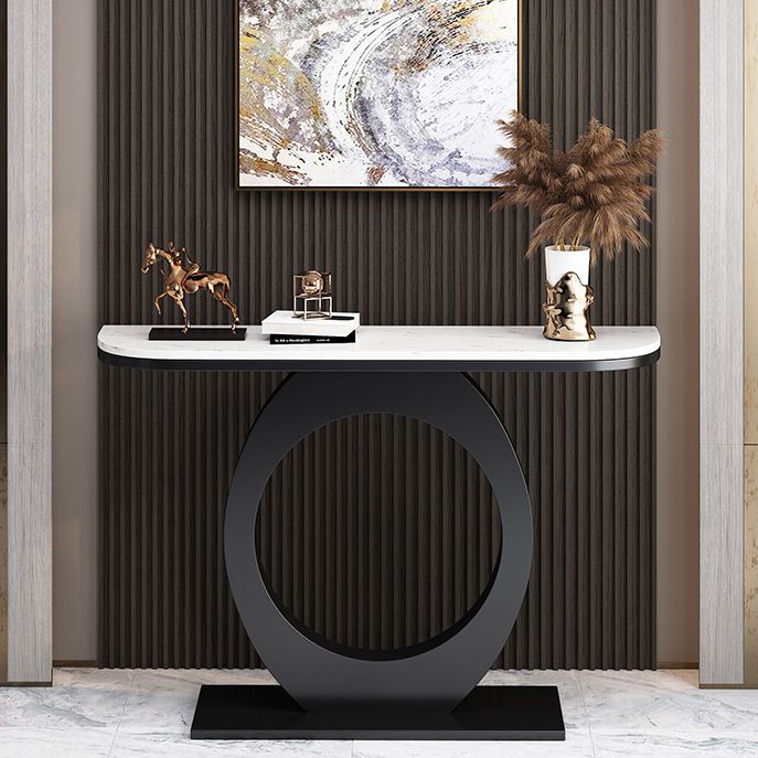 31.5" Tall Modern Console Table 1-shelf Half Moon Accent Table for Hall