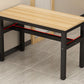 Rectangular Dining Table Wood Tabletop with Steel Trestle Base