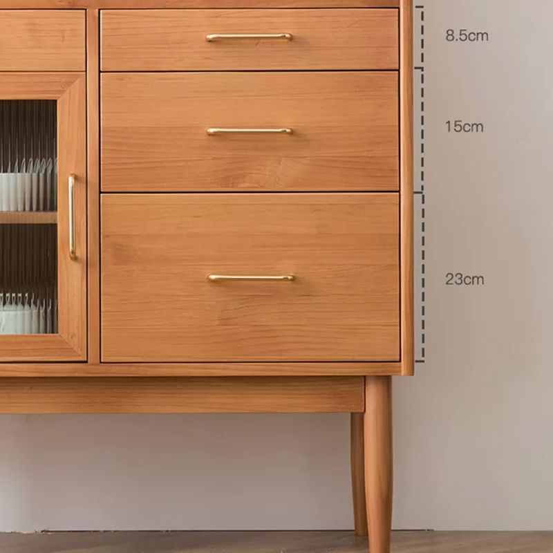 Contemporary Dining Hutch Pine Glass Doors Storage Cabinet for Living Room Clearhalo 'Display & China Cabinets' 'display_china_cabinets' 'furn' 'furn_display_china_cabinets' 'Furniture' 'Kitchen & Dining Furniture' 1200x1200_e5f86105-2bd6-4f05-8461-3fcccd2e4f1f