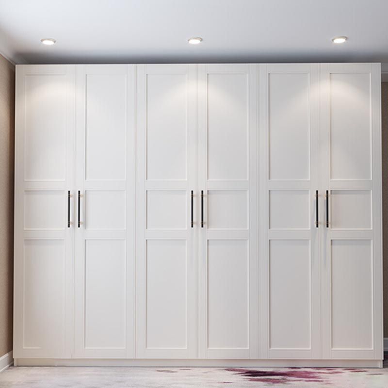 White Wood Wardrobe Cabinet With Drawers and Clothes Hanging Rod Storage Armoire Clearhalo 'Armoires & Wardrobes' 'armoires_wardrobes' 'Bedroom Furniture' 'furn' 'furn_armoires_wardrobes' 'Furniture' 1200x1200_e5f89df3-db63-4f6f-a9ef-4ae3fe0148c2
