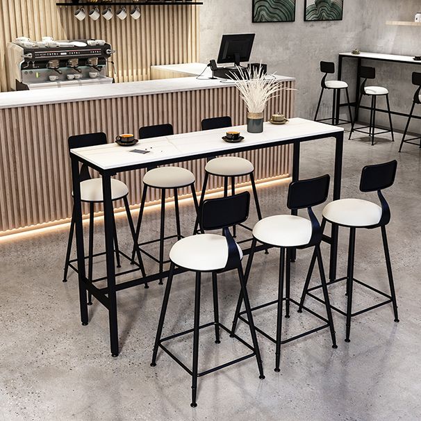 Indoor White and Black Counter Wine Table Rectangle Stone Bar Height Pub Table