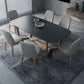 Modern Stone Rectangle Dining Table Wood Base for Dining Room