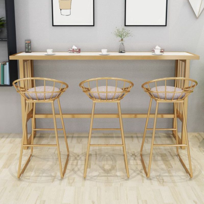 Stone Bar Dining Table Glam Rectangle Bar Table with Trestle Pedestal for Dining Room Cafe Clearhalo 'Bar Furniture' 'Bar Tables' 'bar_tables' 'furn' 'furn_bar_tables' 'Furniture' 'Kitchen & Dining Furniture' 1200x1200_e5fb1bb6-fcb5-4463-9234-7a7a3eceaae9