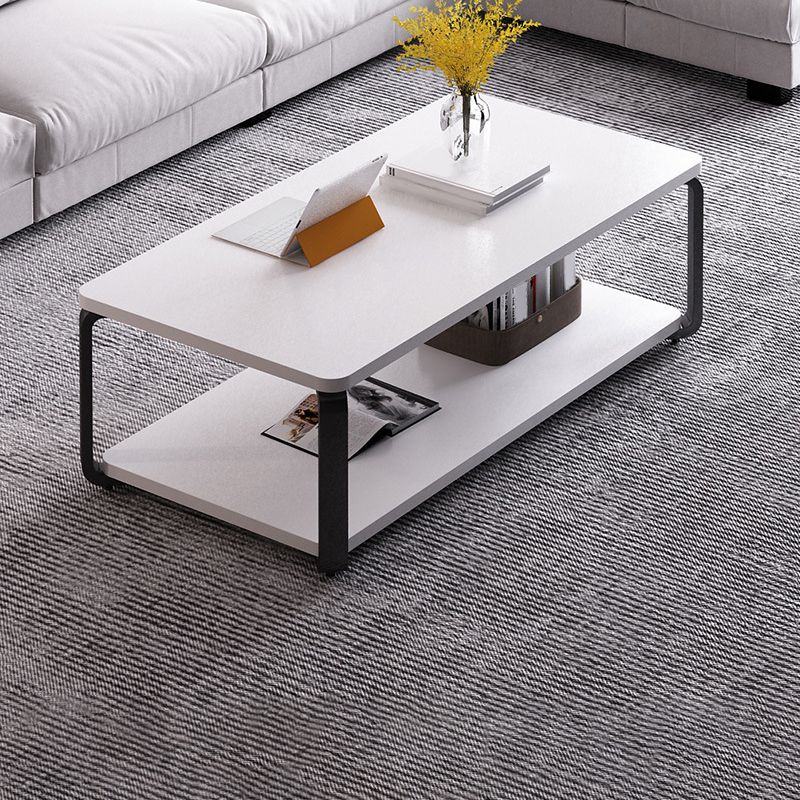 Modern Style Wooden Rectangular Table with Abstract Base for Storage Rack Coffee Table Clearhalo 'Coffee & Accent Tables' 'Coffee Tables' 'coffee_tables' 'furn' 'furn_coffee_tables' 'Furniture' 'Living Room Furniture' 1200x1200_e5ff313a-39a2-44e4-bf9f-40dab1d7d99f