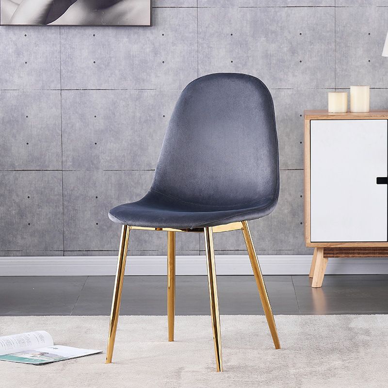Indoor Armless Dining Chairs Velvet Solid Back Side Chairs with Metal Legs Clearhalo ' kitchen&dining_furn' 'Dining Chairs' 'Dining Tables & Seating' 'dining_chair' 'furn' 'furn_dining_chair' 'Furniture' 'furniture_dining_chair' 'Kitchen & Dining Furniture' 'kitchen' 1200x1200_e5ffa068-0337-420a-95c8-94e5e949bc6f